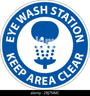 Floor Sign Eye Wash Station - Keep Area Clear Stock Vector