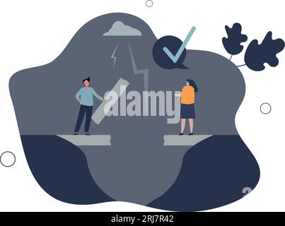 Conflict resolution and disagreement problem management.Marriage divorce or business negotiation with anger, debate, dispute or confrontation arguing Stock Vector