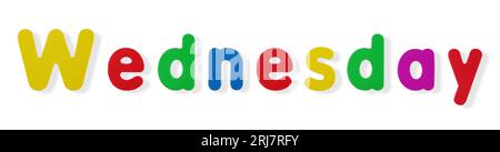 Wednesday word in coloured magnetic letters with clipping path Stock Photo