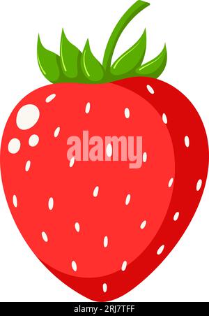 Funny cartoon strawberry. Cute berry. Vector food illustration isolated on white background. Stock Vector