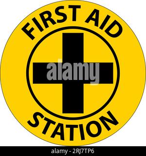 Floor Sign, First Aid Station Stock Vector