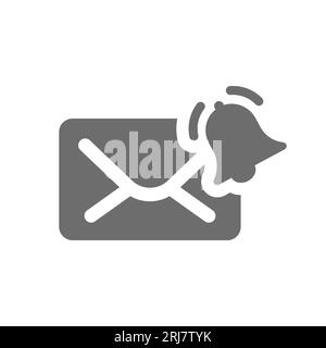 Letter and bell vector icon. Envelope notification, mail and email symbol. Stock Vector