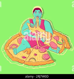 Conceptual art of a screaming man representing the wrath sin from the catholic bible. Muscular irritated and aggresive man shouting and throwing fists Stock Vector