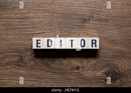 Editor - word concept on building blocks, text Stock Photo