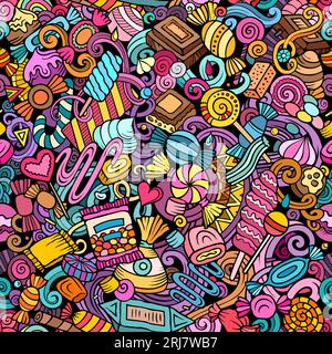 Cartoon doodles Candies seamless pattern Stock Vector