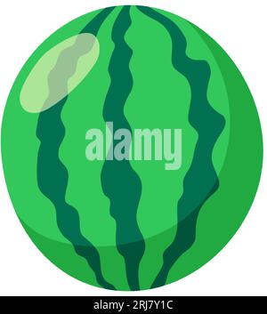 Funny cartoon watermelon. Cute fruit. Vector food illustration isolated on white background. Stock Vector