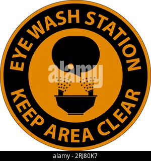 Floor Sign Eye Wash Station - Keep Area Clear Stock Vector