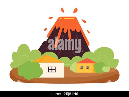 Volcanic eruption flat concept vector spot illustration Stock Vector