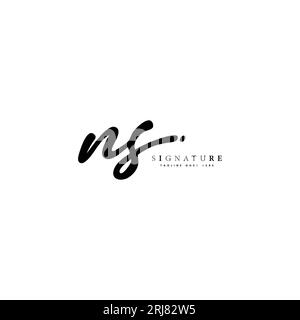 N, S, NS Initial letter handwritten, Alphabet NS signature Icon in ...