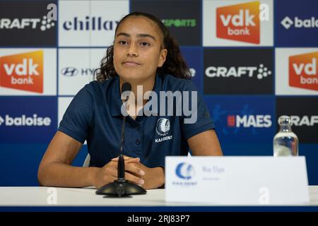 Gent, Belgium. 21st Aug, 2023. Captain Nia Elyn pictured during a press conference of women's soccer team KAA Gent Ladies, Monday 21 August 2023 in Gent. BELGA PHOTO JAMES ARTHUR GEKIERE Credit: Belga News Agency/Alamy Live News Stock Photo