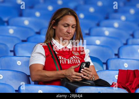 Arsenal fans begin to take their seat ahead of the Premier League match Crystal Palace vs Arsenal at Selhurst Park, London, United Kingdom, 21st August 2023  (Photo by Mark Cosgrove/News Images) Stock Photo