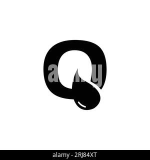Letter q water drop logo design vector image. Water drop letter q initial flat vector logo design ideas Stock Vector