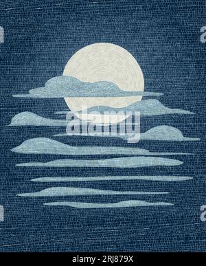Moon and clouds mosaic, vector abstract art illustration Stock Vector
