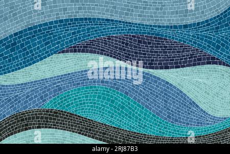 Waves background, vector illustration graphic mosaic Stock Vector