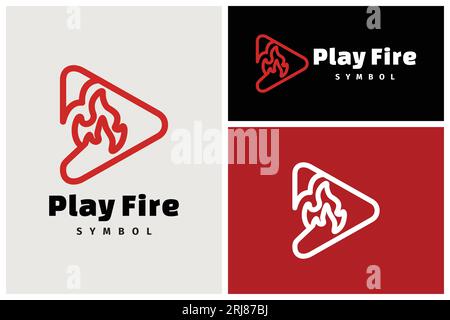 play button fire logo symbol vector, icon flame play button Stock Vector