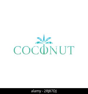 Minimalist coconut palm tree typography logo template vector illustration design. Coconut tree logo design template premium. palm symbol Stock Vector