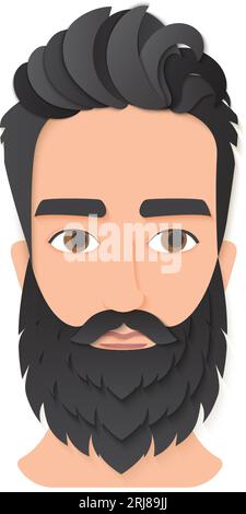 Head of bearded man. Barbershop hairdresser, handsome guy cartoon vector illustration Stock Vector