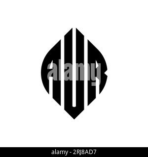 AUR circle letter logo design with circle and ellipse shape. AUR ellipse letters with typographic style. The three initials form a circle logo. AUR Ci Stock Vector