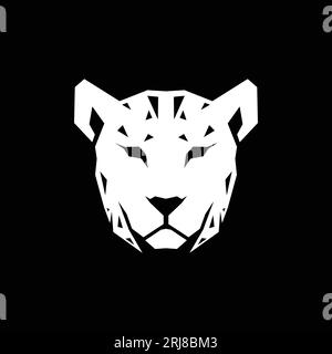 leopard jaguar head ilustration geometric style in black background Stock Vector