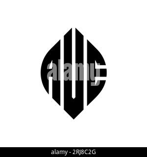 AVE circle letter logo design with circle and ellipse shape. AVE ellipse letters with typographic style. The three initials form a circle logo. AVE Ci Stock Vector