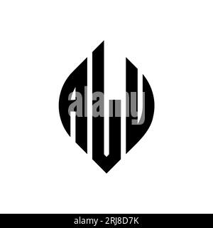 ALU circle letter logo design with circle and ellipse shape. ALU ellipse letters with typographic style. The three initials form a circle logo. ALU Ci Stock Vector