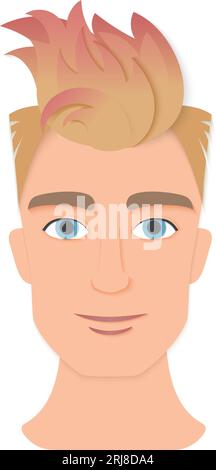 Blonde boy with cool hairdress. Barbershop hairdresser, handsome guy cartoon vector illustration Stock Vector