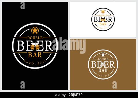 Beer Bar Company Night Club Logo With Beer Glass Ale Stock Vector