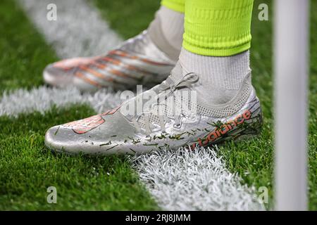 The football boots of Bukayo Saka 7 of Arsenal as he prepares to take a corner