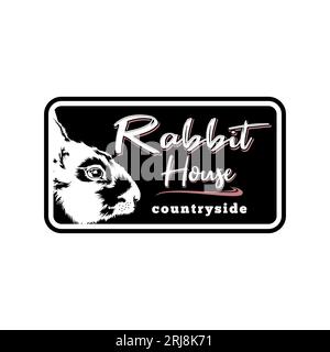 Rabbit Bunny Head Label Emblem Vector Design Stock Vector
