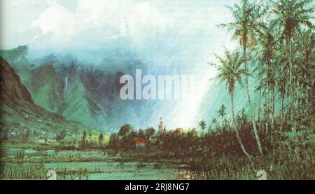 Rainbow above Taro Patch in Manoa Valley 1910 by D. Howard Hitchcock Stock Photo