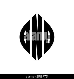 BNB circle letter logo design with circle and ellipse shape. BNB ellipse letters with typographic style. The three initials form a circle logo. BNB Ci Stock Vector