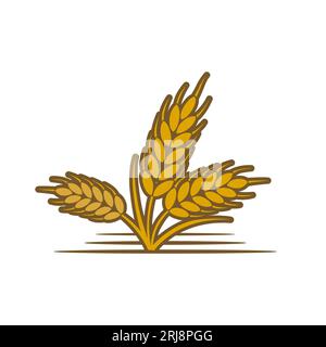 Ripe wheat illustration, Wheat Agriculture Logo vector for flour, bread, cereals and other products Stock Vector