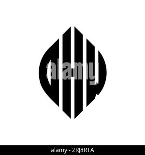 DHW circle letter logo design with circle and ellipse shape. DHW ellipse letters with typographic style. The three initials form a circle logo. DHW Ci Stock Vector