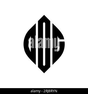 DOG circle letter logo design with circle and ellipse shape. DOG ellipse letters with typographic style. The three initials form a circle logo. DOG Ci Stock Vector