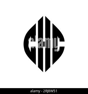 CHC circle letter logo design with circle and ellipse shape. CHC ellipse letters with typographic style. The three initials form a circle logo. CHC Ci Stock Vector