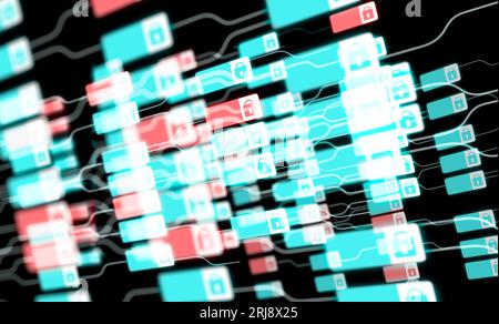Digital encryption network illustration Stock Photo