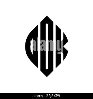 DOK circle letter logo design with circle and ellipse shape. DOK ellipse letters with typographic style. The three initials form a circle logo. DOK Ci Stock Vector