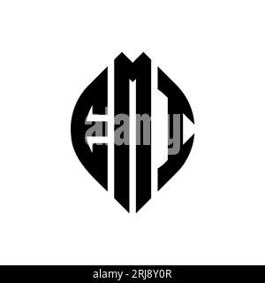 EMI circle letter logo design with circle and ellipse shape. EMI ellipse letters with typographic style. The three initials form a circle logo. EMI Ci Stock Vector