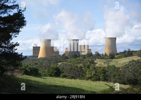 Yallourn, Victoria Australia, Yallourn Thermal Power Station with steam being released from the cooling towers Stock Photo
