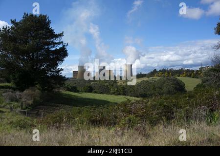 Yallourn, Victoria Australia, Yallourn Thermal Power Station with steam being released from the cooling towers Stock Photo