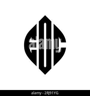 EDC circle letter logo design with circle and ellipse shape. EDC ellipse letters with typographic style. The three initials form a circle logo. EDC Ci Stock Vector