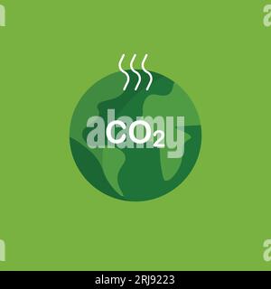 CO2 emission. Save the Earth from climate change. Carbon emissions reduction and dioxide zero footprint. Green eco sticker. Vector illustration. Stock Vector