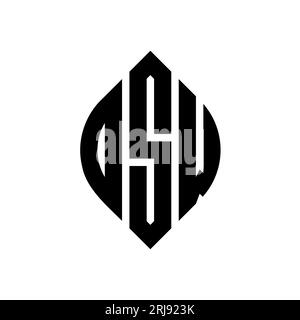 DSW circle letter logo design with circle and ellipse shape. DSW ellipse letters with typographic style. The three initials form a circle logo. DSW Ci Stock Vector