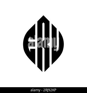 ERU circle letter logo design with circle and ellipse shape. ERU ellipse letters with typographic style. The three initials form a circle logo. ERU Ci Stock Vector