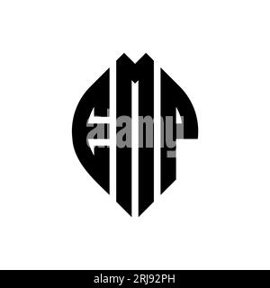 EMP circle letter logo design with circle and ellipse shape. EMP ellipse letters with typographic style. The three initials form a circle logo. EMP Ci Stock Vector