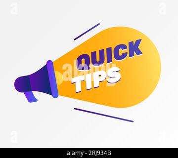 Quick tips poster design with loudspeaker Stock Vector