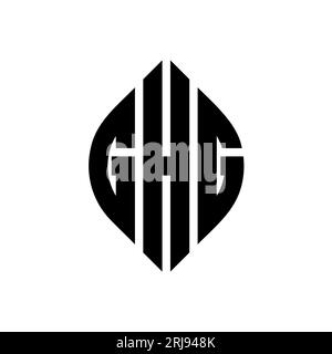 GHG circle letter logo design with circle and ellipse shape. GHG ellipse letters with typographic style. The three initials form a circle logo. GHG Ci Stock Vector