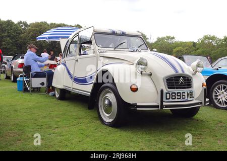 2CV Beachcomber limited edition model produced in 1983 with only 1500 cars allotted to the UK market by Citroën. Stock Photo