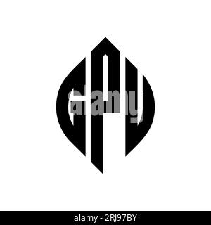 GPU circle letter logo design with circle and ellipse shape. GPU ellipse letters with typographic style. The three initials form a circle logo. GPU Ci Stock Vector