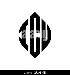 ICU circle letter logo design with circle and ellipse shape. ICU ellipse letters with typographic style. The three initials form a circle logo. ICU Ci Stock Vector